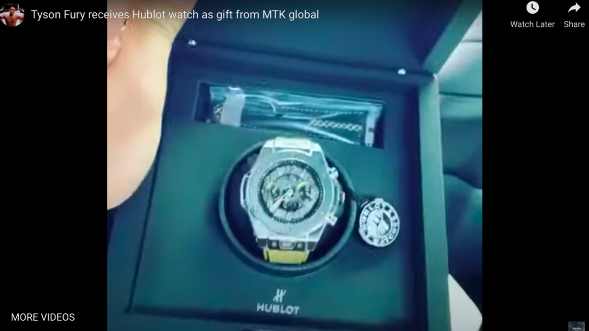Video showing Tyson Fury receiving luxury MTK Hublot watch as gift goes ...