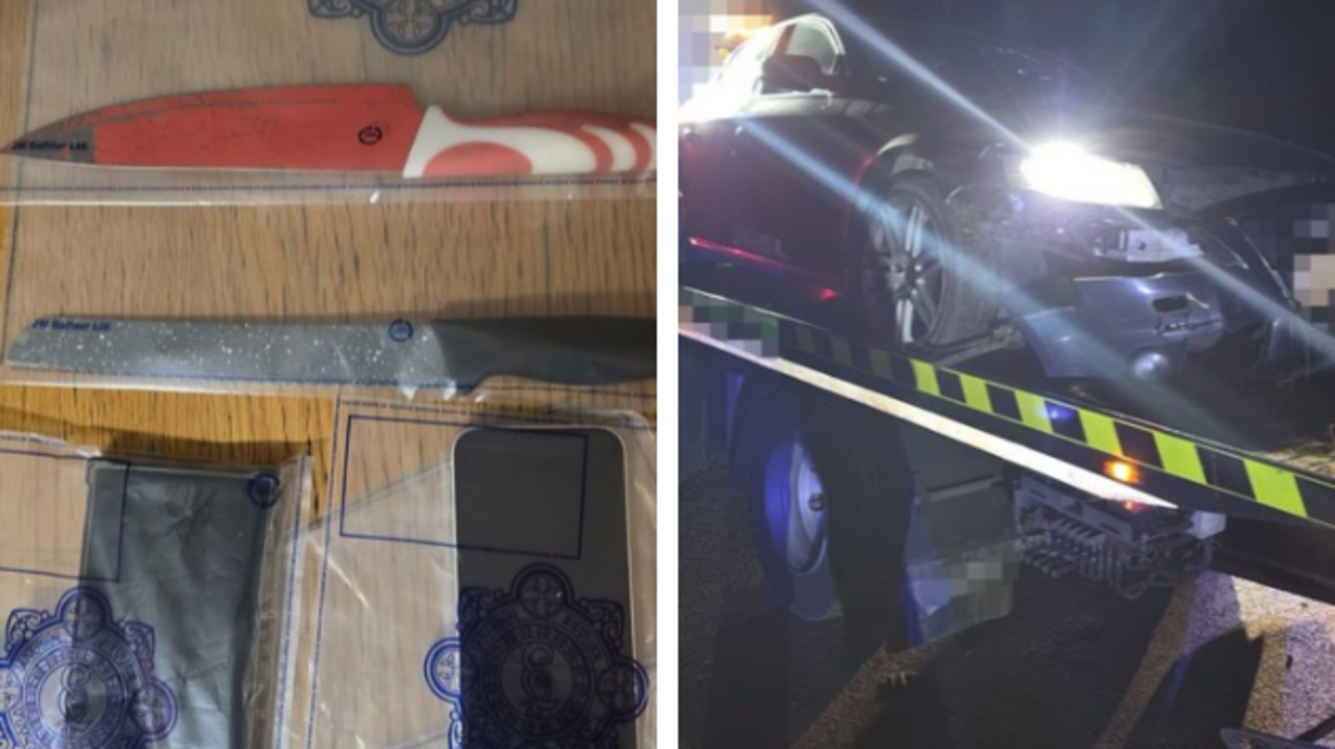 Gardaí seize cache of knives after car rams through checkpoint in Donegal