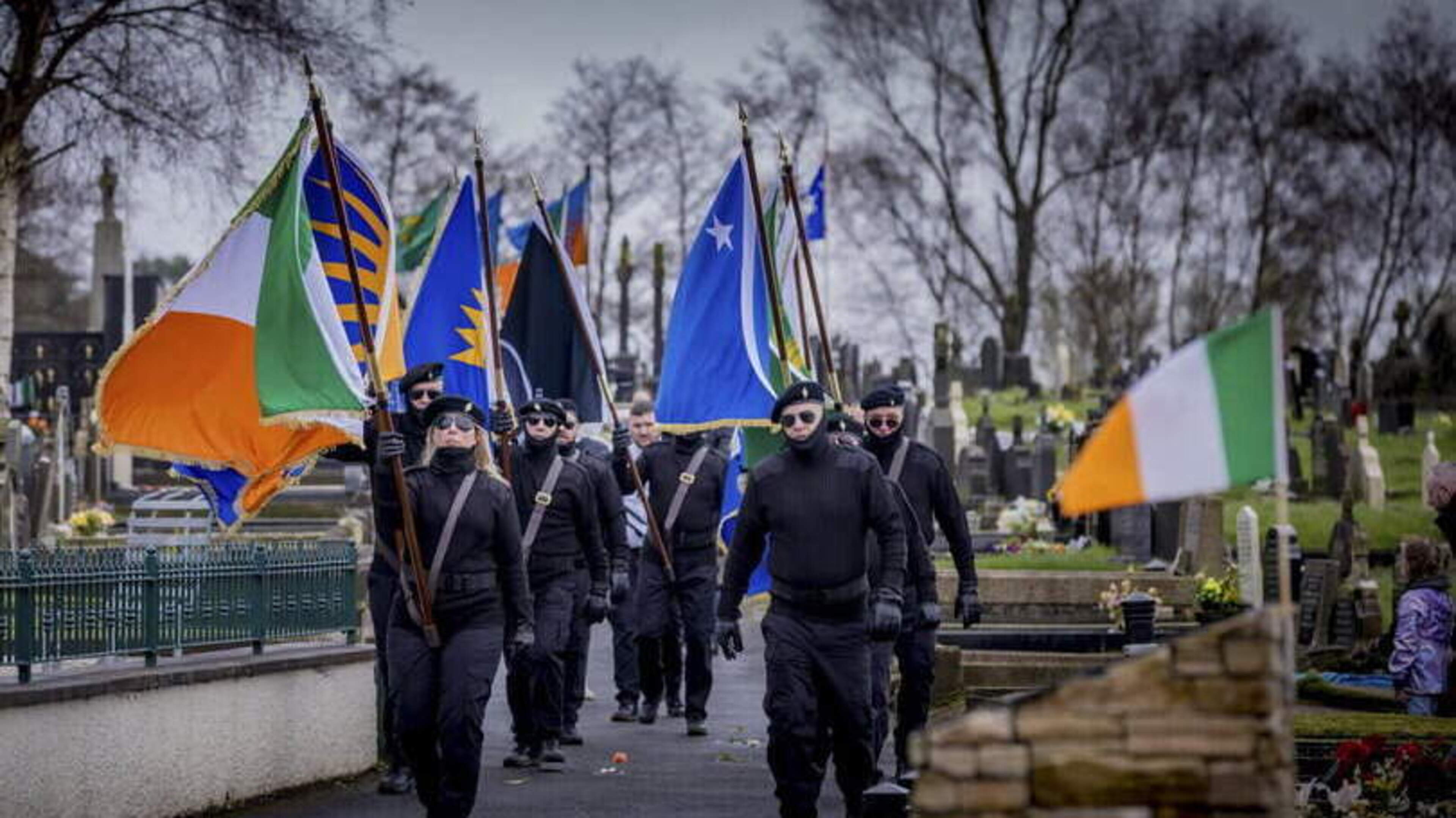 Dissident group locked in feud with rival faction draws 250 supporters to show of strength in Belfast