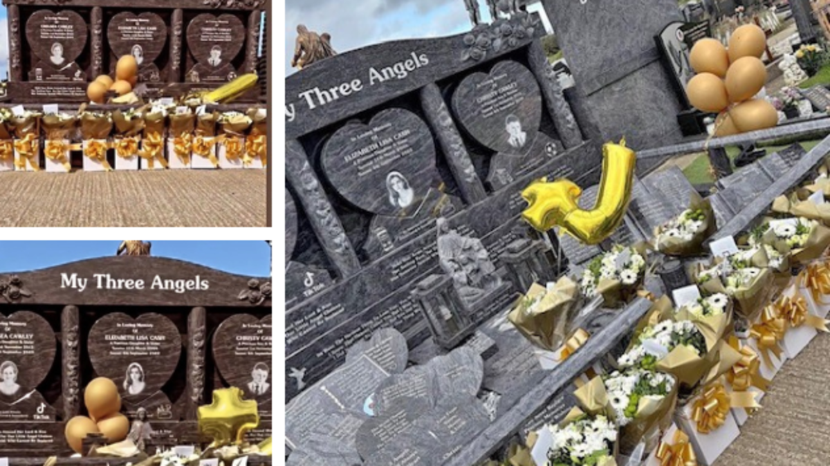 Family of siblings murdered by brother mark anniversary of tragedy with floral display