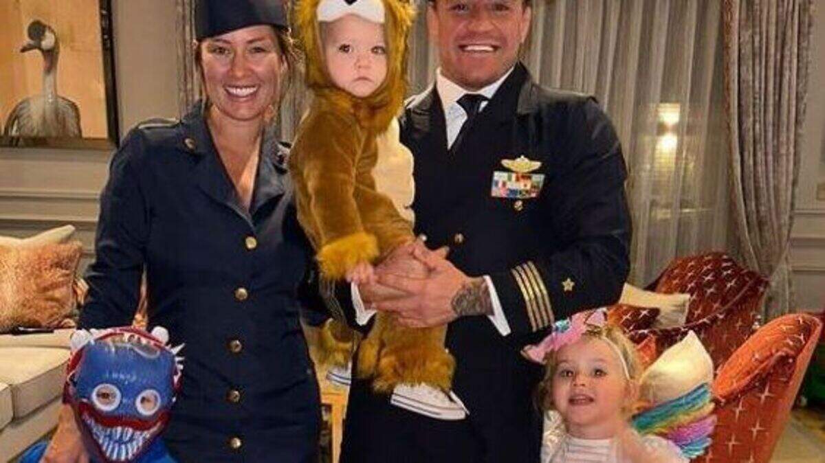 Conor McGregor and fiancée Dee Devlin don matching retro airline ...