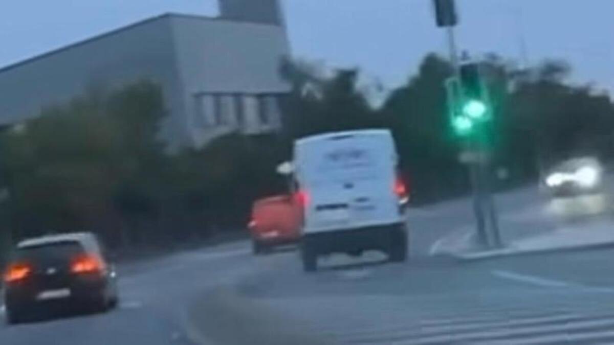 Shock video shows van speeding down wrong side of Dublin road before flipping over