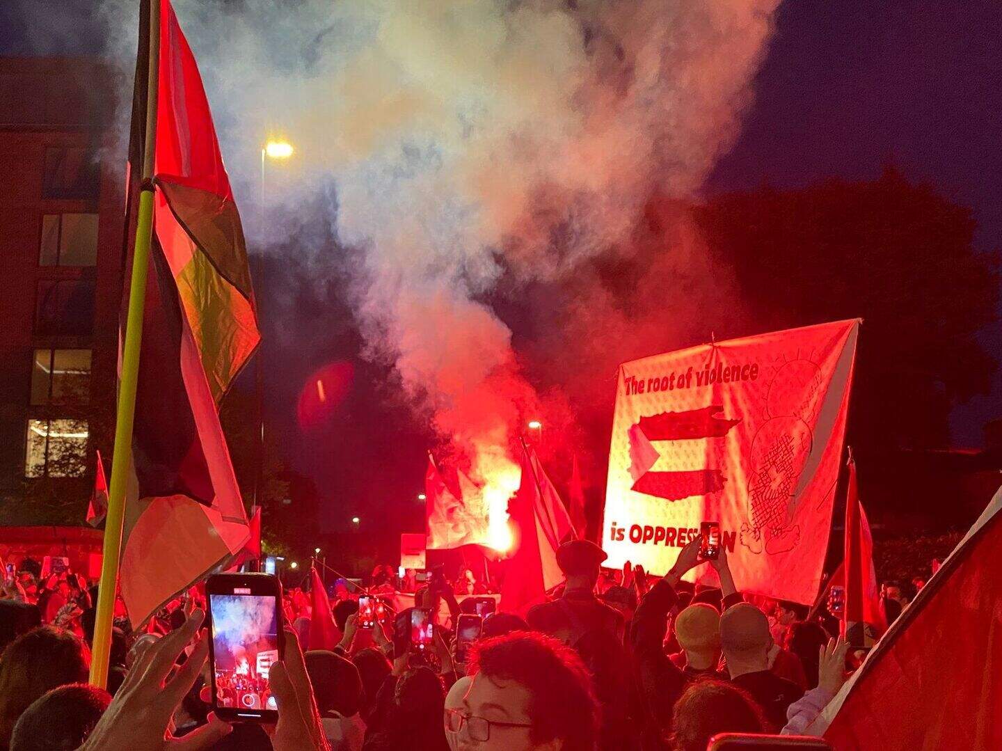 Two men arrested at Dublin protest after red paint thrown at Israeli ...