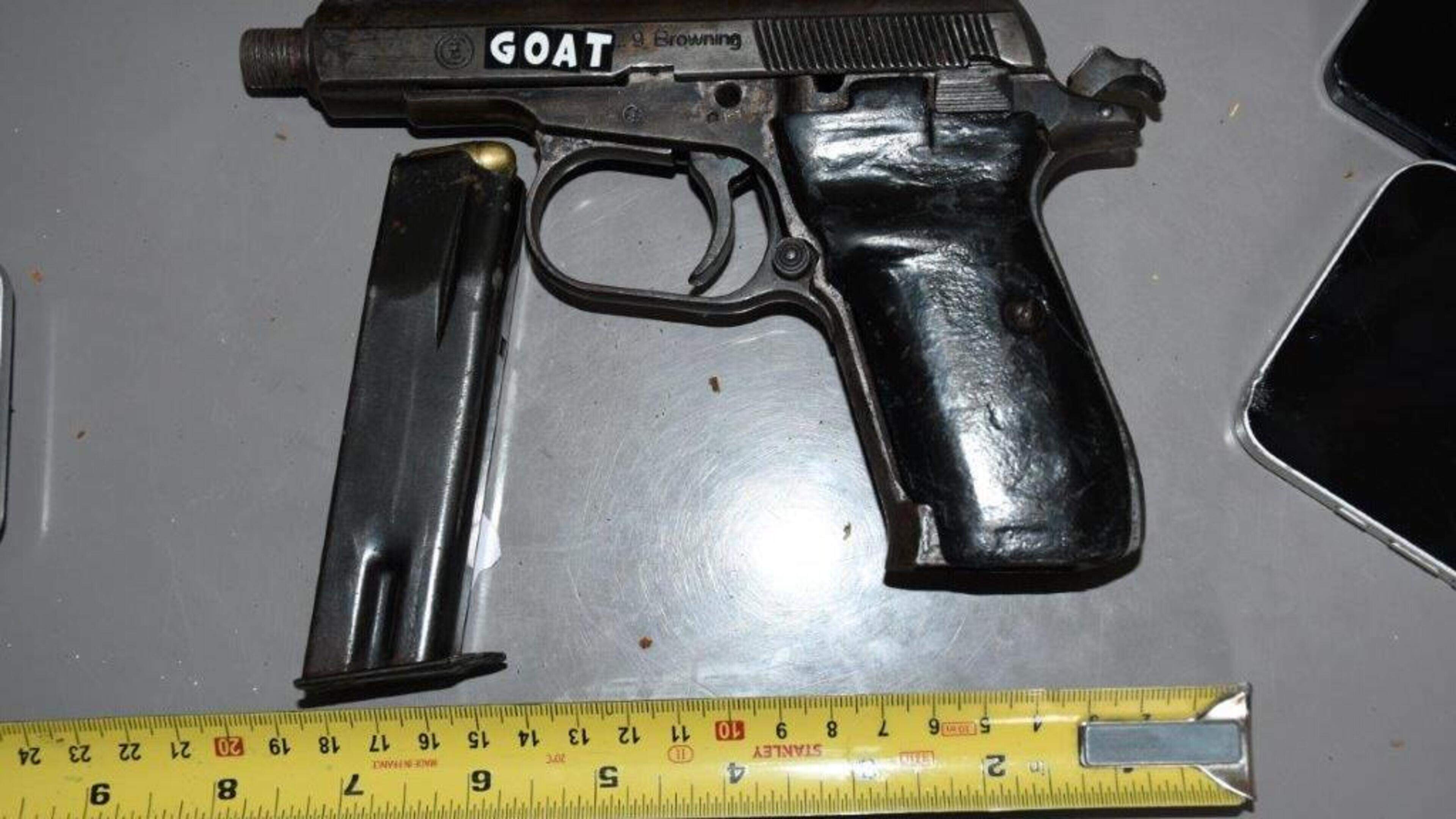 Two arrested as Gardai seize gun with ‘GOAT’ sticker and silencer in Dublin raid