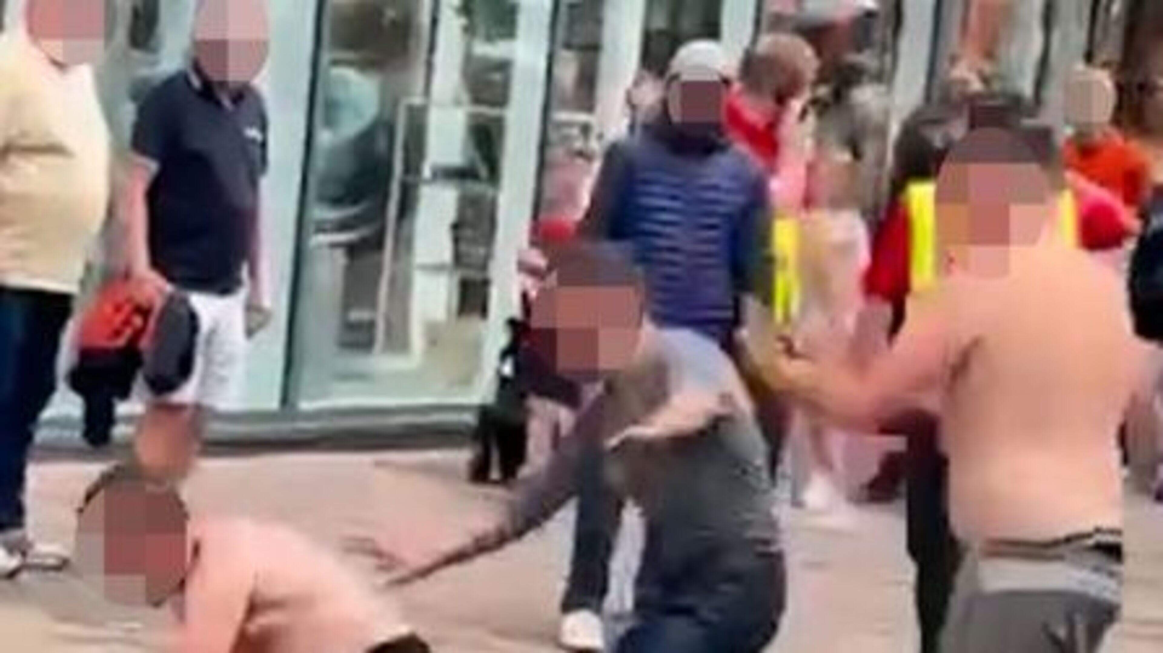 ‘Bare-knuckle’ brawl erupts in Belfast city centre as Fleadh crowds look on