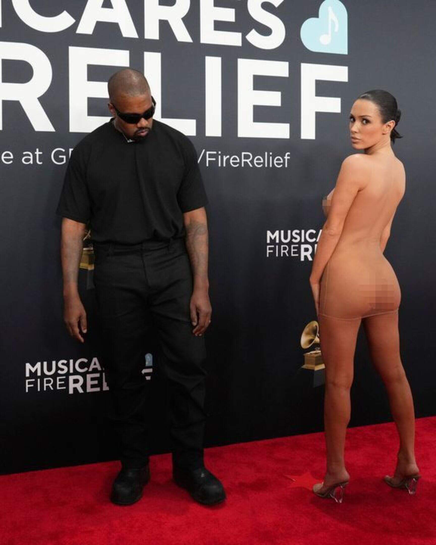 Grammy Awards 2025: Kanye West's wife Bianca Censori shocks in nude dress |  Crime World