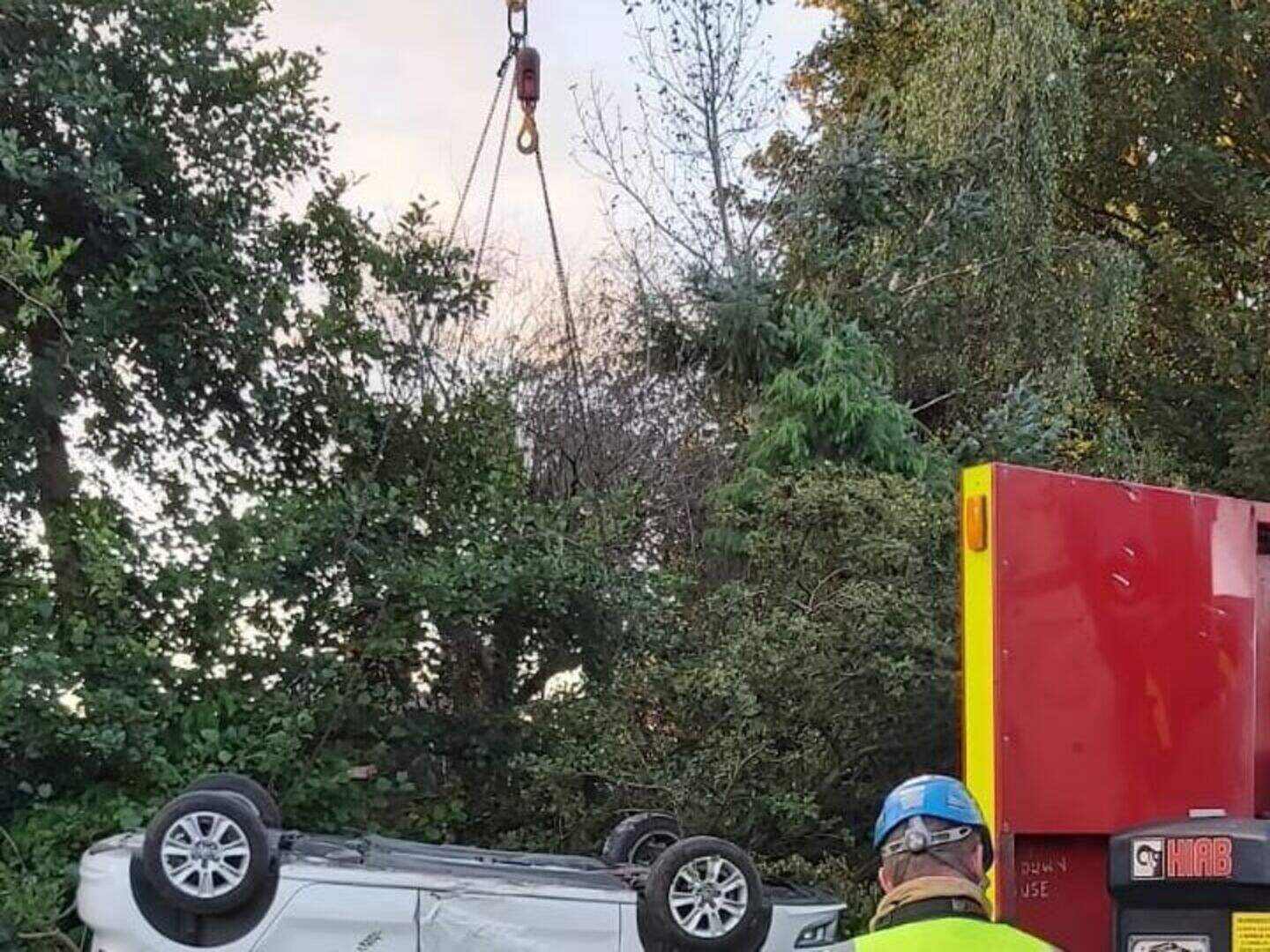 Dublin driver has lucky escape after car flipped over stream and got ...