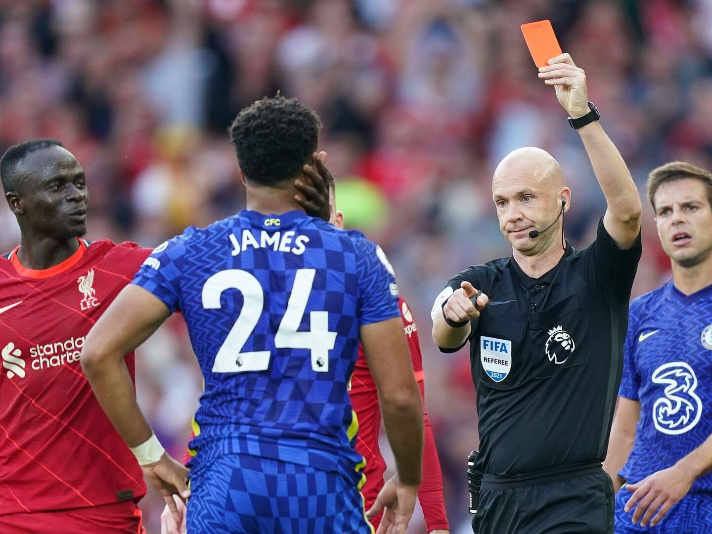 Chelsea fined after player reaction to Reece James red at Liverpool ...