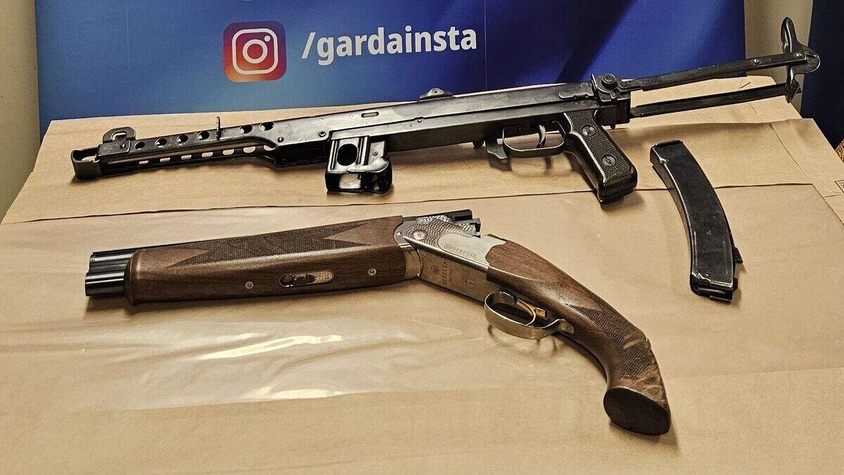 Man and woman arrested after pistol, shotgun and submachine gun seized ...