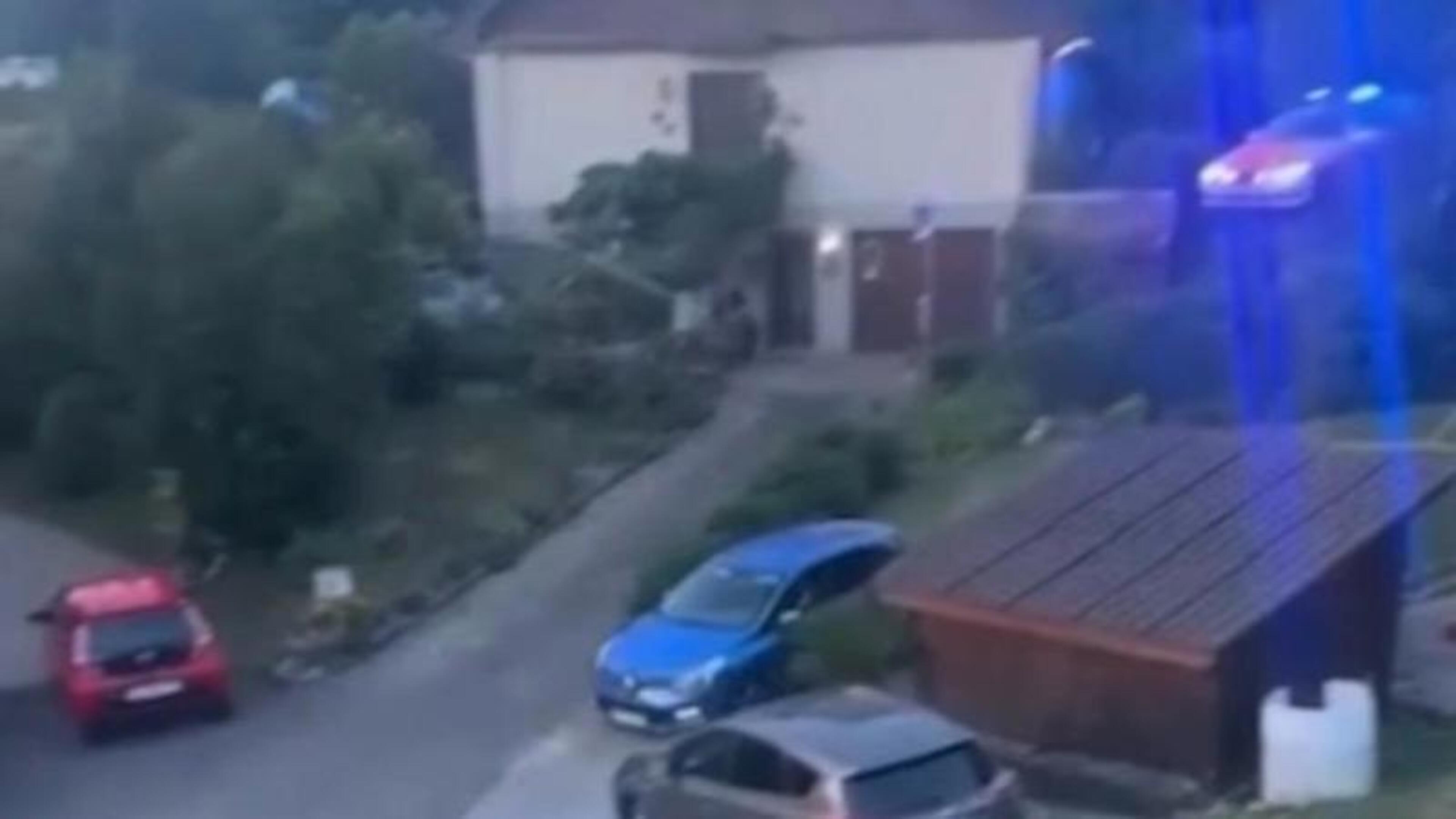 Wild video shows burglars attempting to escape cops by crashing through gardens